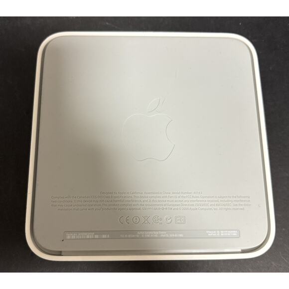 Apple A1143 White AirPort Extreme Base Station Wireless Router Tested Box Cables - Picture 3 of 11